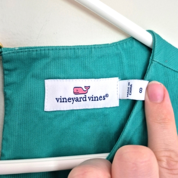 🍁Vineyard Vines Green Eyelet Cotton Dress – Size 8 - Picture 2 of 7